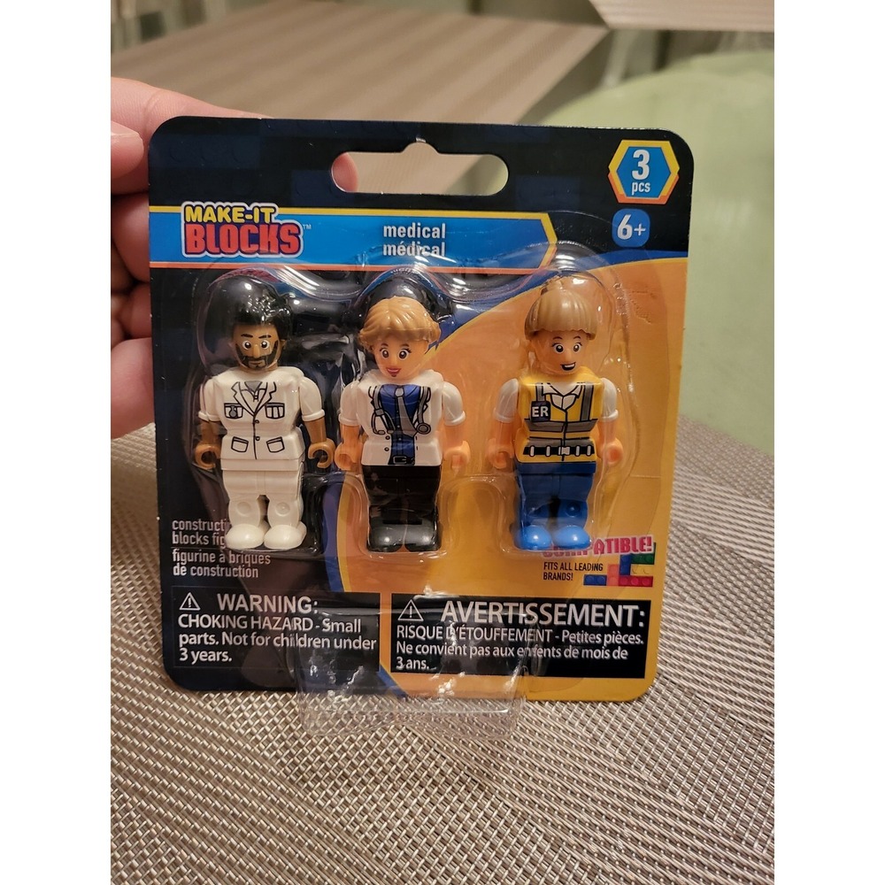 MAKE-IT BLOCKS Medical Mini Figures, Doctor Nurse EMT